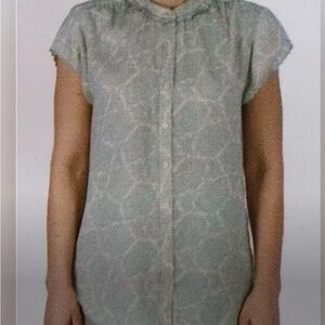 Shirt Joie Women’s NWT Green Paisley Stamp hort Sleeve Scallop Edge Top Size XXL